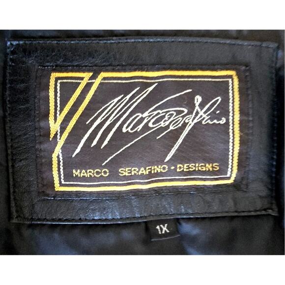 Marco Serafino Insulated Bomber Jacket Black Soft Leather Zippered Coat Men's 1X - Picture 3 of 8